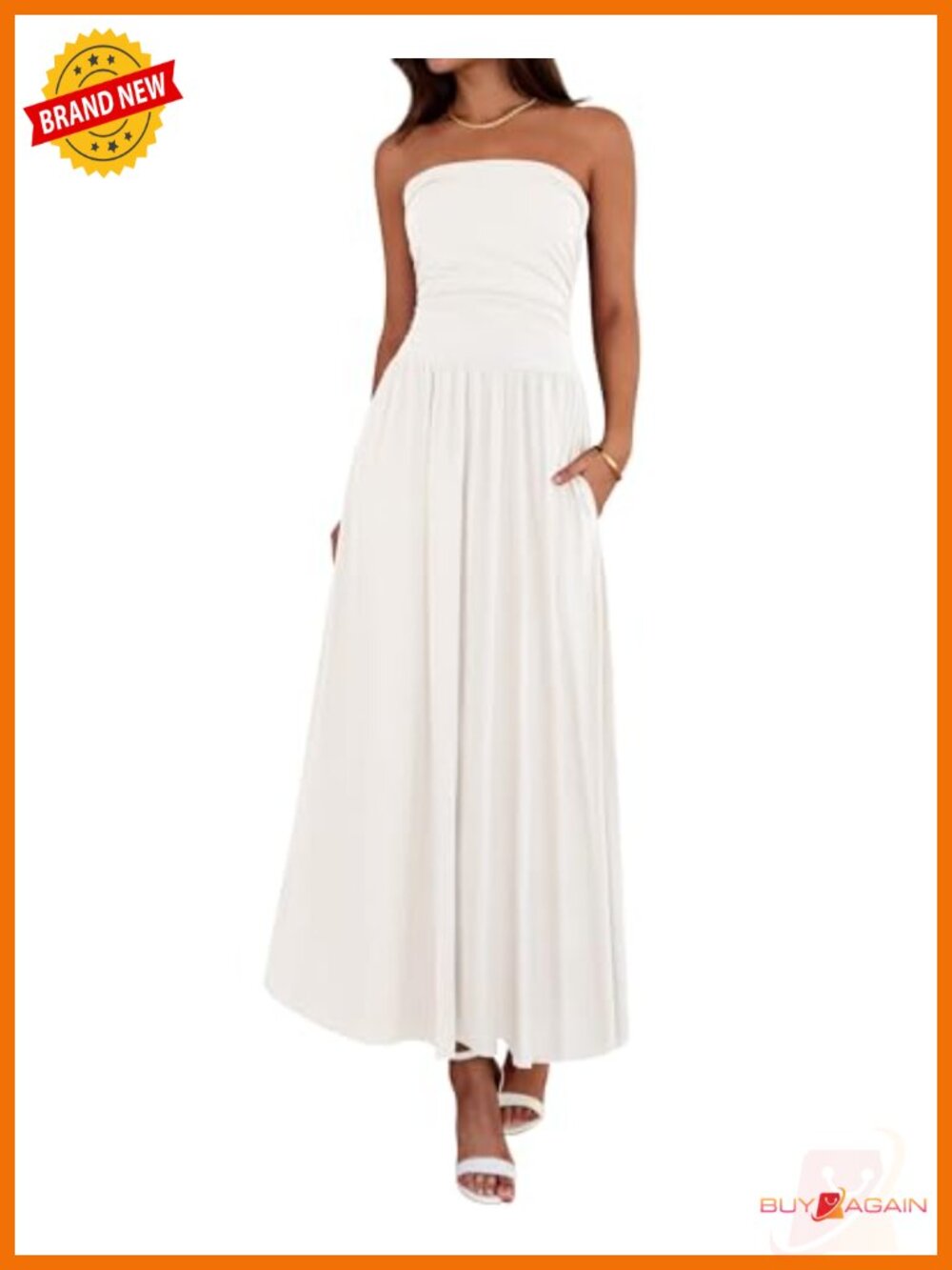 Strapless Ruched Tube Top Maxi Dress Sleeveless Viscose Elastane